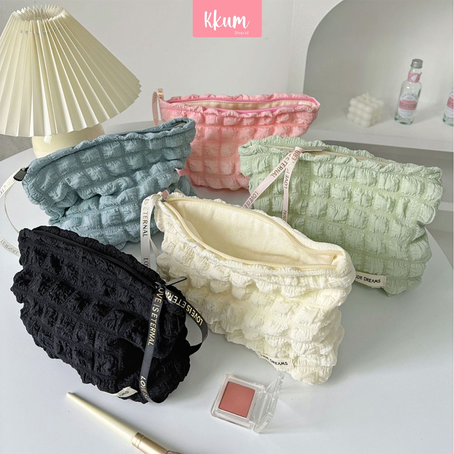 Jual pouch cosmetic puffy korea make up bag travel pillow shopee