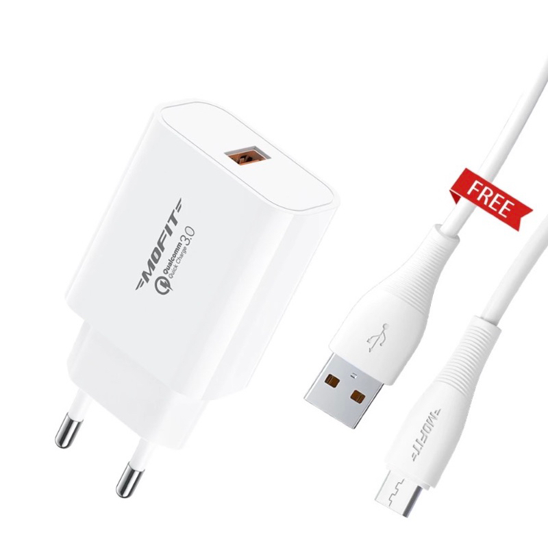 MOFIT MQ10 Quick Charge USB Wall Charger Fast Charging Hitam - Main Image