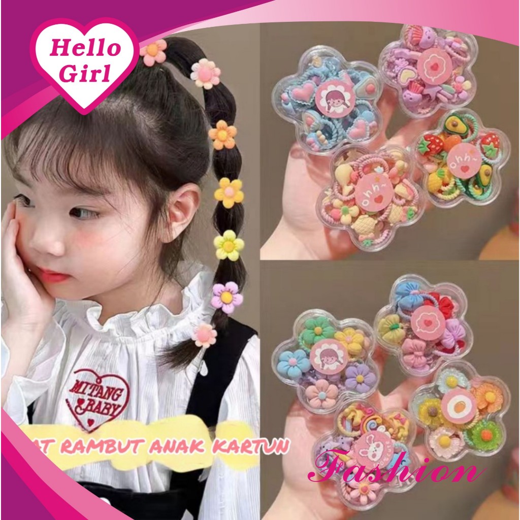 Jual (Hello Girl)F370 Set Ikat Rambut Anak 20 Pcs Ikat Rambut Mini ...