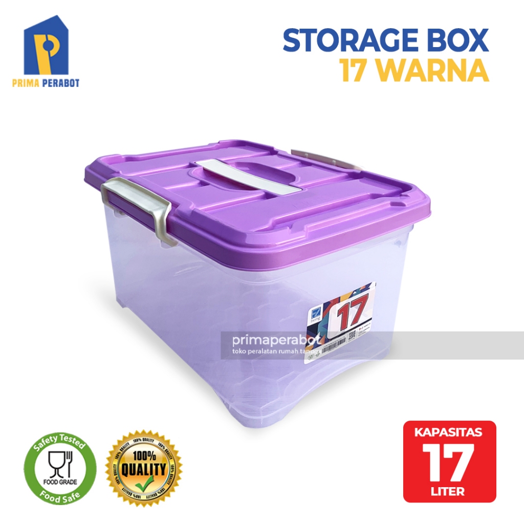 Jual Storage Box 17 Liter Transparan Boks Container Tutup Warna ...