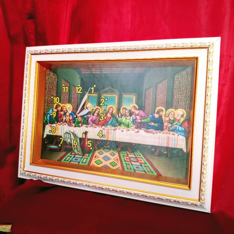 Jual Bingkai Jam Dinding gambar Perjamuan Kudus / Hiasan Rohani Kristen ...