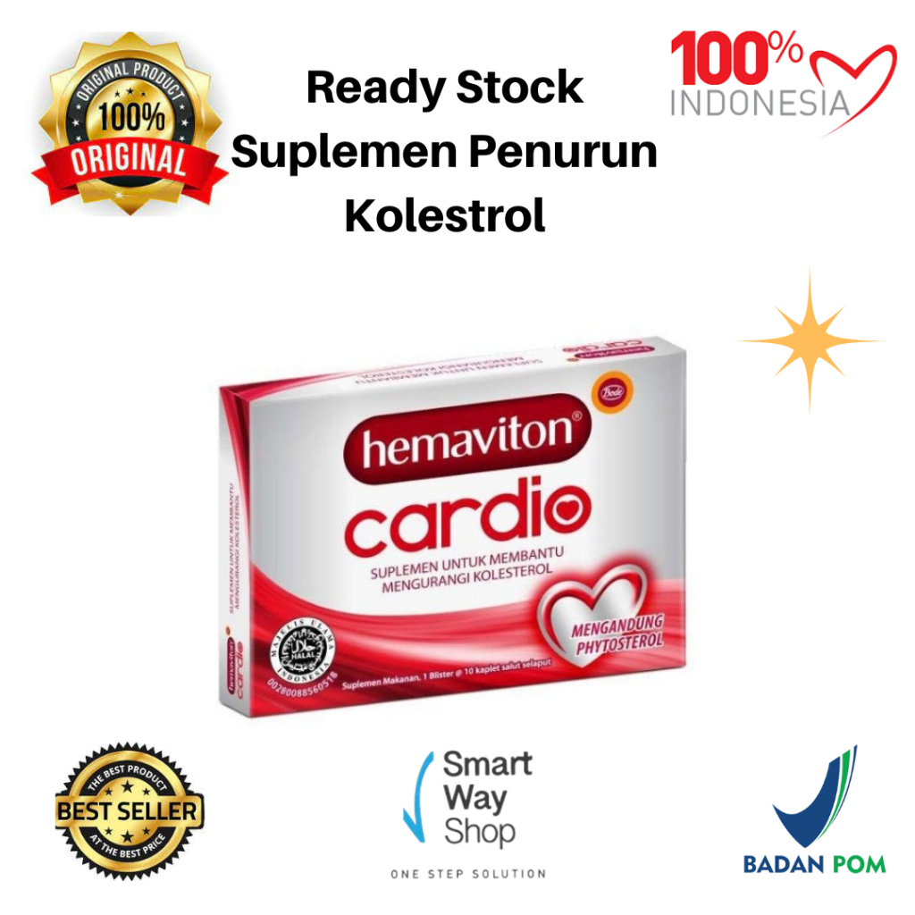 Hemaviton Cardio Suplemen Penurun Kolestrol 1 Blister isi 10 Kaplet HALAL BPOM