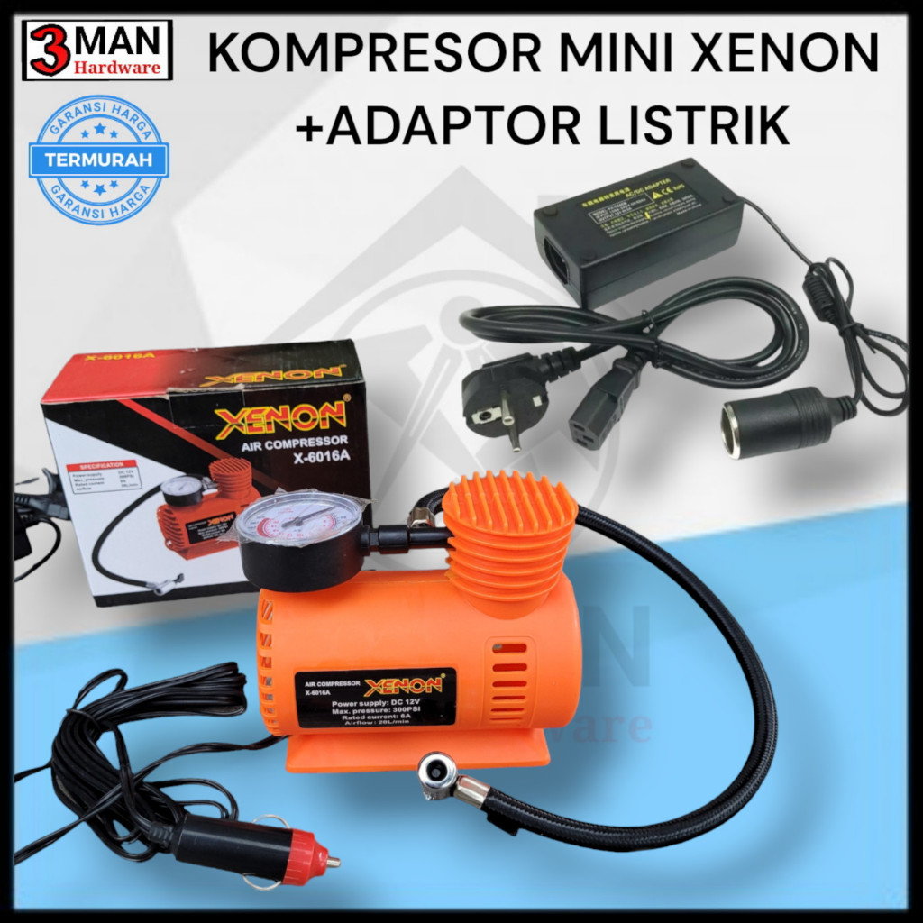 Jual POMPA BAN ELEKTRIK KOMPRESOR MINI XENON SET ADAPTOR LISTRIK ...