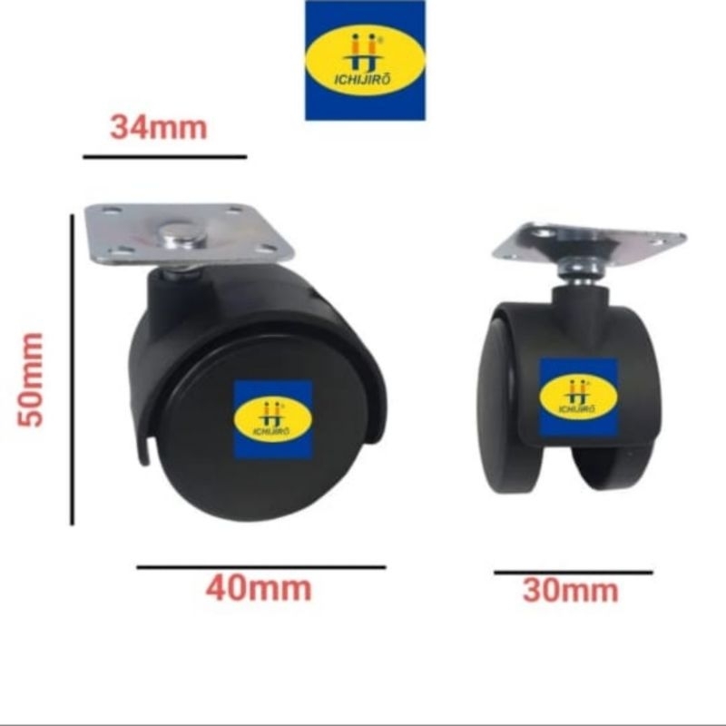Jual Roda caster kastor 1,5 inch + plat untuk kursi kantor /rak ...