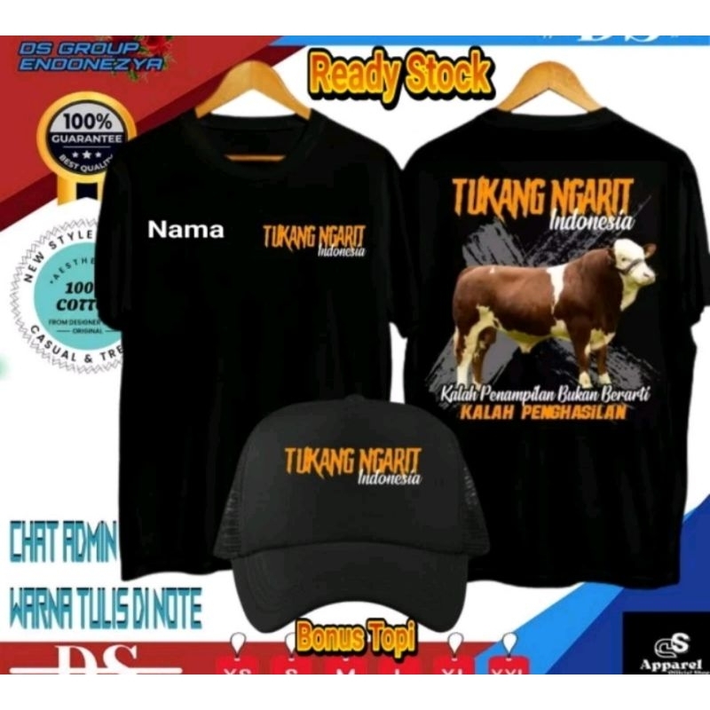 Jual KAOS TUKANG NGARIT SAPI INDONESIA CORAK COKLAT FREE TOPI | Shopee ...