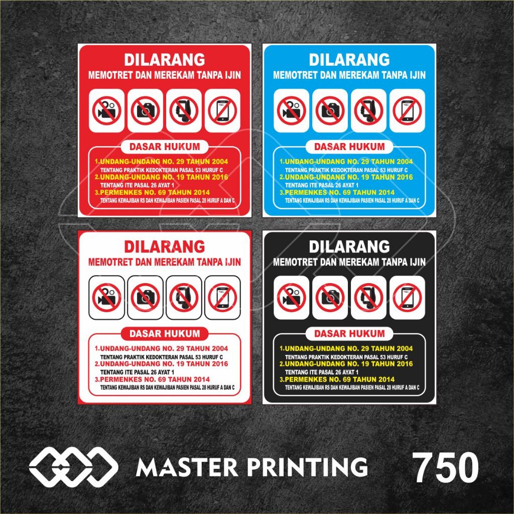 Jual 750 - Stiker Dilarang Memotret/Merekam Tanpa Izin/Ijin, Sticker ...