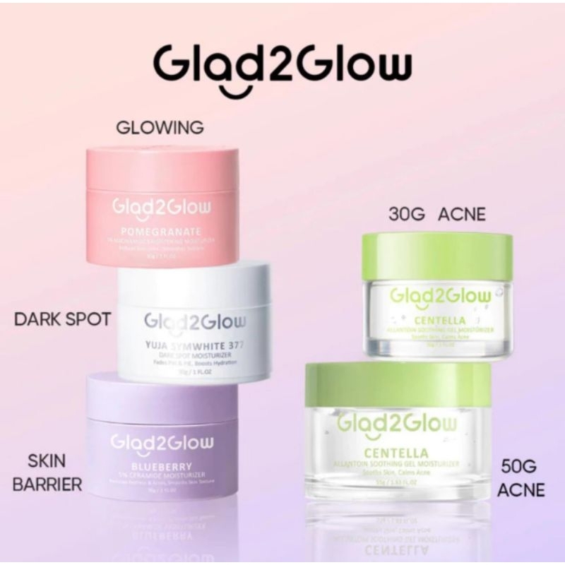 {READY STOCK} GLAD2GLOW MOISTURIZER SERIES - CENTELLA/POMEGRANATE/BLUEBERRY/YUJA SYMWHITE