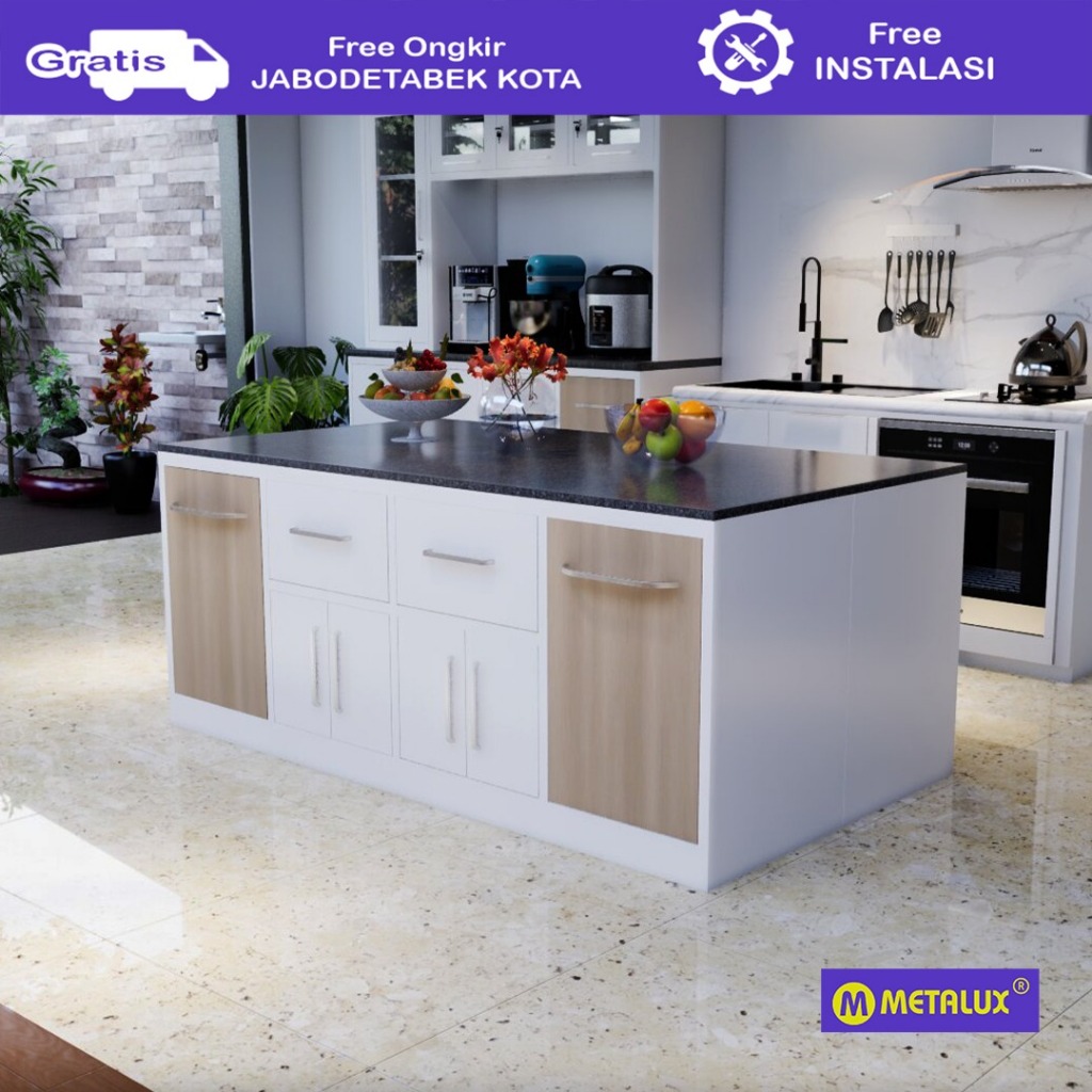 [ LUAR JABODETABEK ] METALUX KANOYA - Kitchen Island | Meja Dapur Multifungsi | Kitchen set