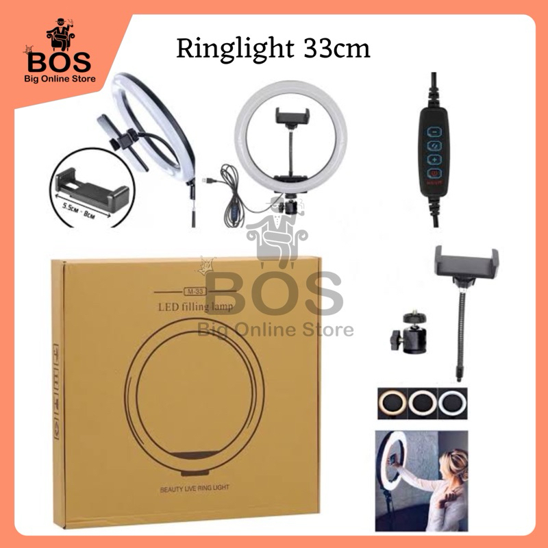 Jual BOS - Ringlight Lampu Live Streaming Ukuran 33cm | Ring Light M33 ...