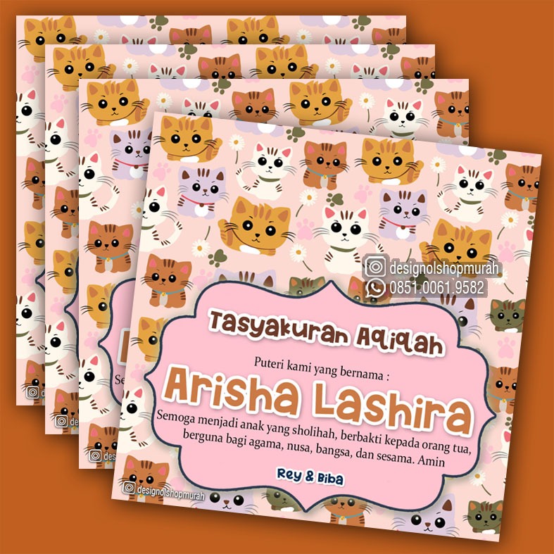 Jual Kartu Aqiqah Isi 50 Pcs Stiker Aqiqah Kartu Khitanan Undangan ...