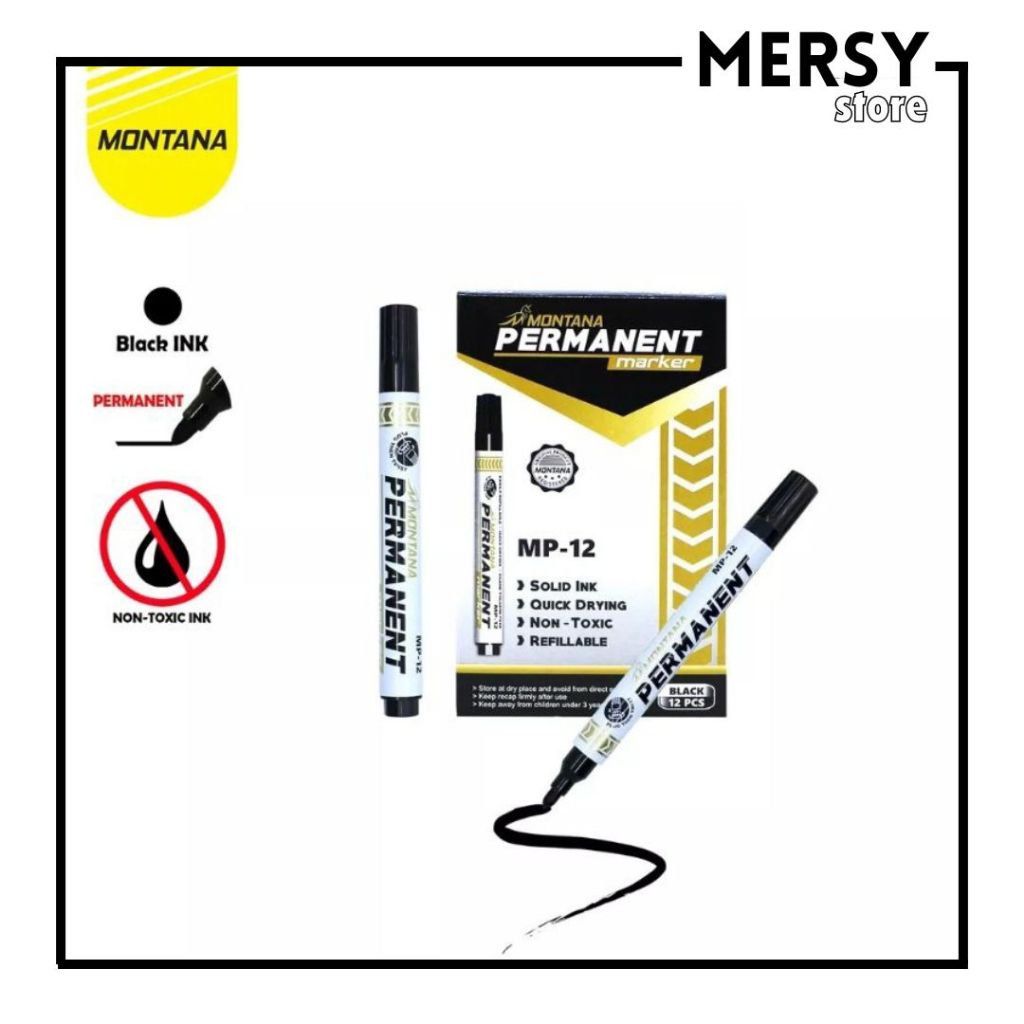 Jual Spidol Montana MP12 Permanent Marker/ Spidol Permanen Warna Hitam