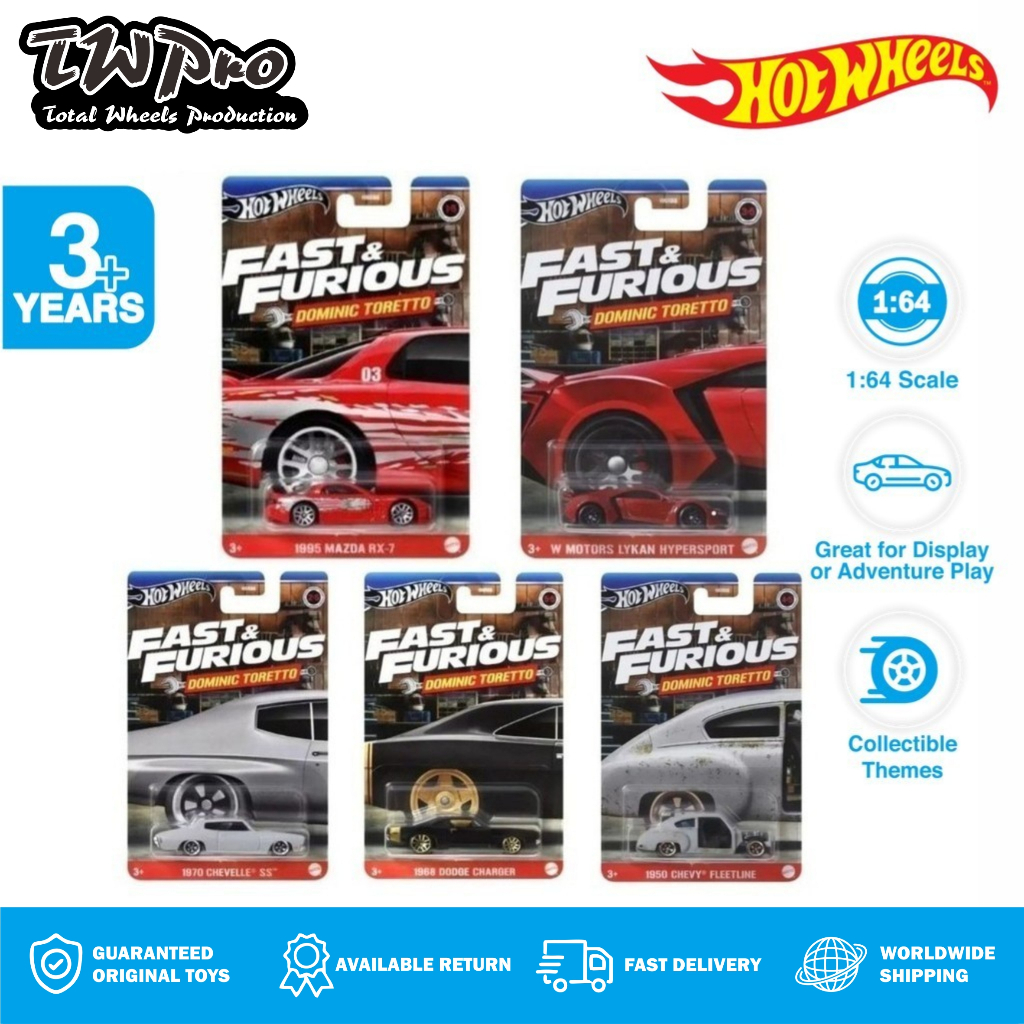 Hot Wheels Fast & Furious – Auto 1970 Chevelle SS Di Dominic Toretto, Modellino Die-cast Scala 1:64, Lunghezza 7cm, HRW49