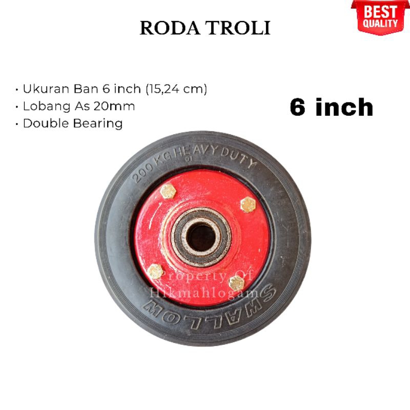 Jual Roda Troli 6 inch SWALLOW As 20mm | Roda Rolley Ban Mati | Roda ...
