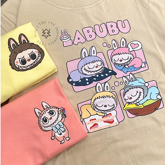 LABUBU Magliette Carine per Bambini Stampa 3D Manica Corta T-Shirt Divertente Maglietta per Ragazzo Ragazza