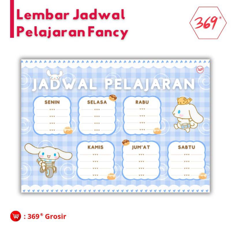 Jual 369 - Poster Jadwal Pelajaran / Class Schedule KARAKTER ...