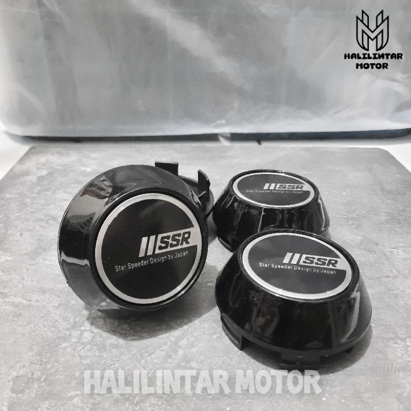 Jual Dop Roda tutup velg racing kerucut hitam motif SSR diameter 6,5cm ...