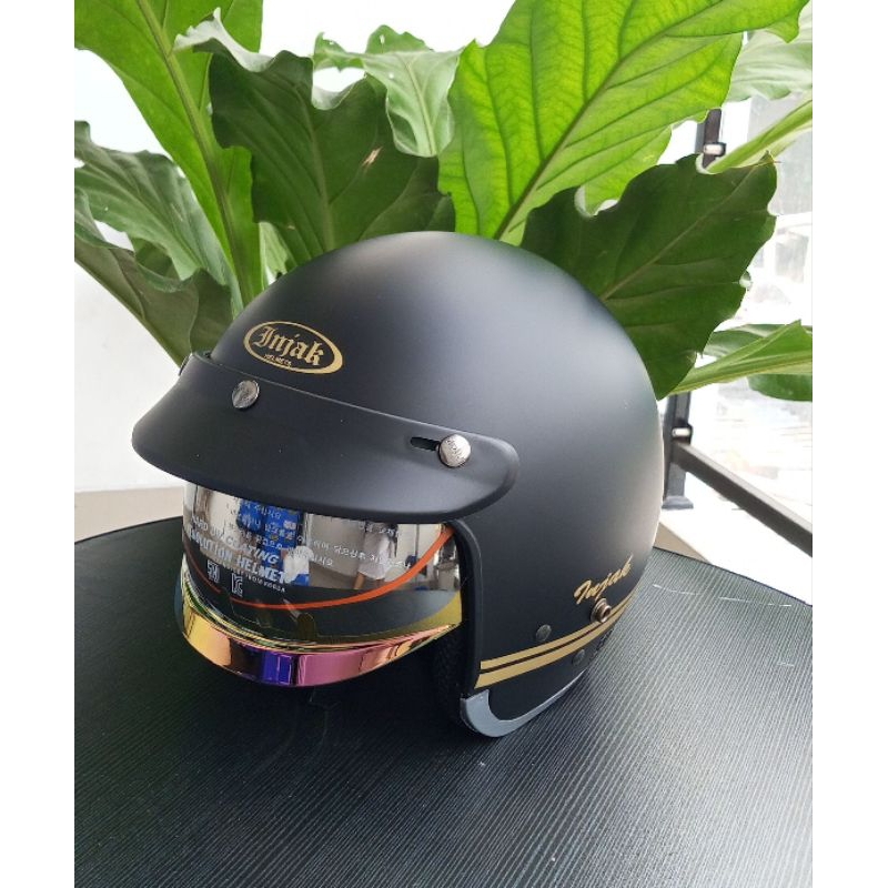 Jual Helm retro injak 06 inner visor full leher solid standard SNI ...