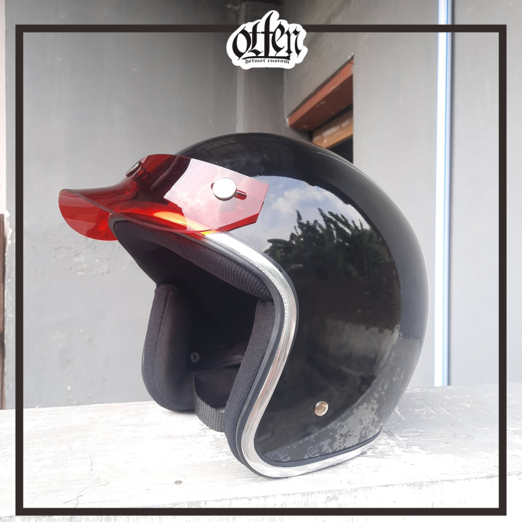 Jual Helm Bogo Retro lis chrome Pet Transparan custom by