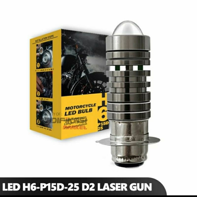 Jual Lampu Utama Motor LED Laser D2 H6 P15D AC DC 9-80Volt Bebek Metic ...