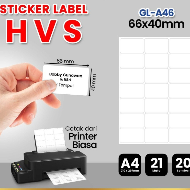 Jual Kertas Stiker Label HVS Doff A4 BLUEPRINT Uk 66x40 mm 20Lembar GL ...