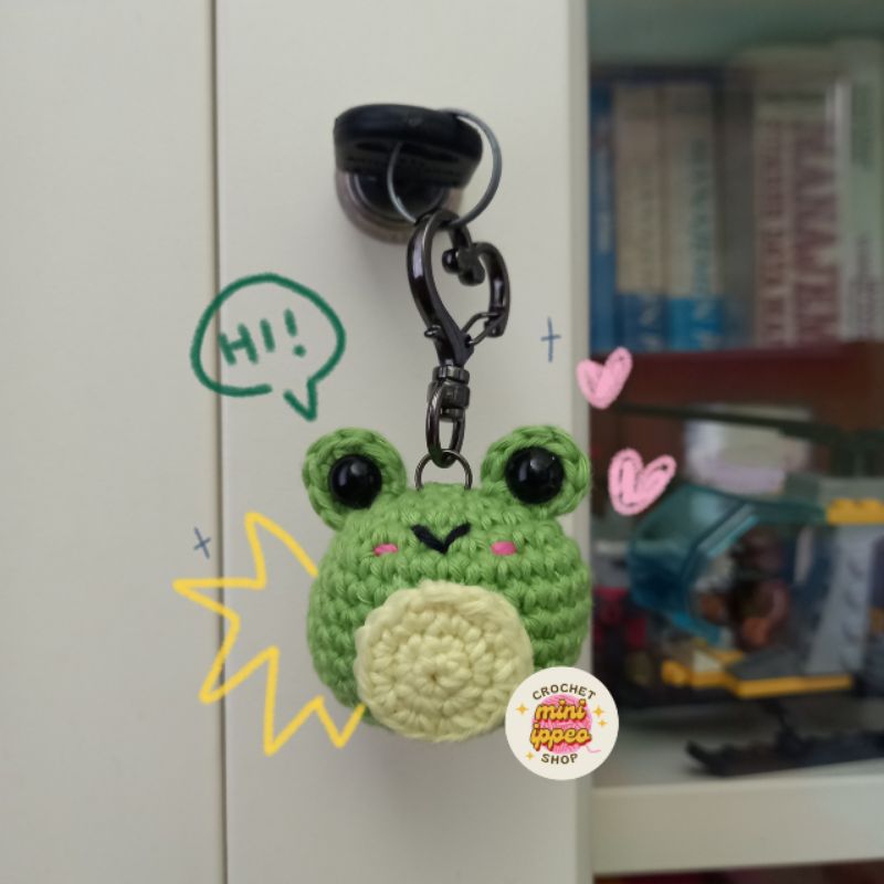 Jual gantungan kunci kodok rajut || frog keychain (amigurumi) | Shopee ...