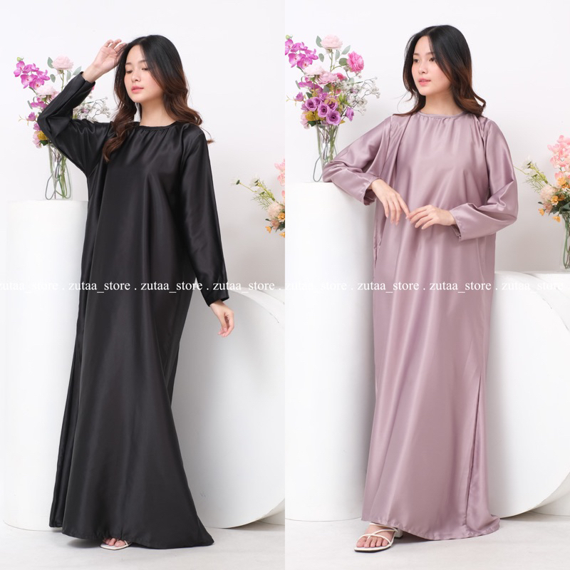 Jual Inner Dress GAMIS DALAMAN SATIN KEBAYA LENGAN PANJANG | Shopee ...