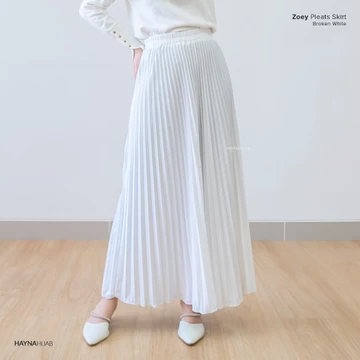 HAYNA Zoey Pleats Skirt (Broken White) Rok Wanita Plisket