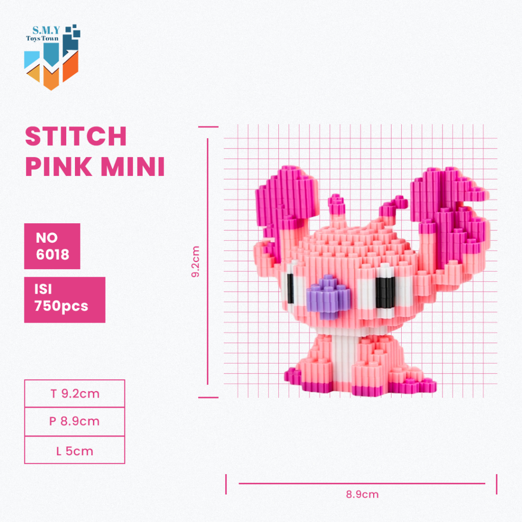 SMY Toystown Nano Blocks Lilo Stitch Ear Up 3D Model, Mainan Blok Susun,  Blok Konstruksi Diy, Mini Bricks Magic Block Besar Dekorasi Hiasan Karakter 