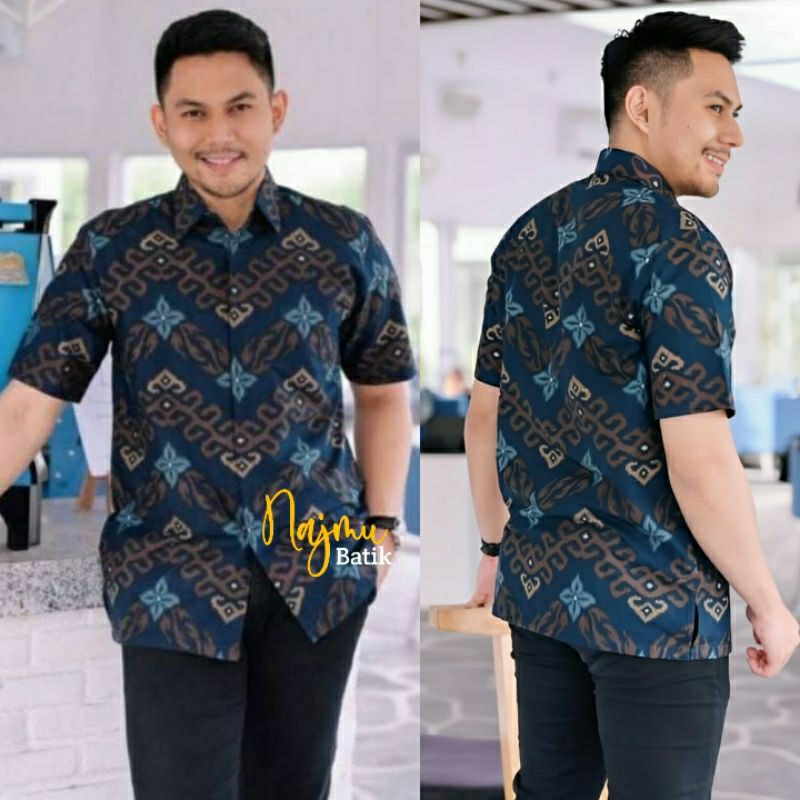 Jual Baju Batik pria lengan pendek hem Batik laki laki modern terbaru