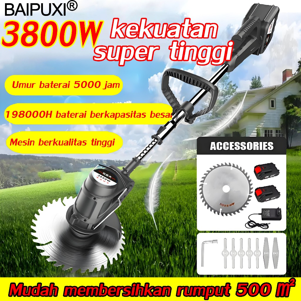 Jual Kualitas Jerman BAIPUXI Mesin rumput cas listrik Daya besar 300W ...