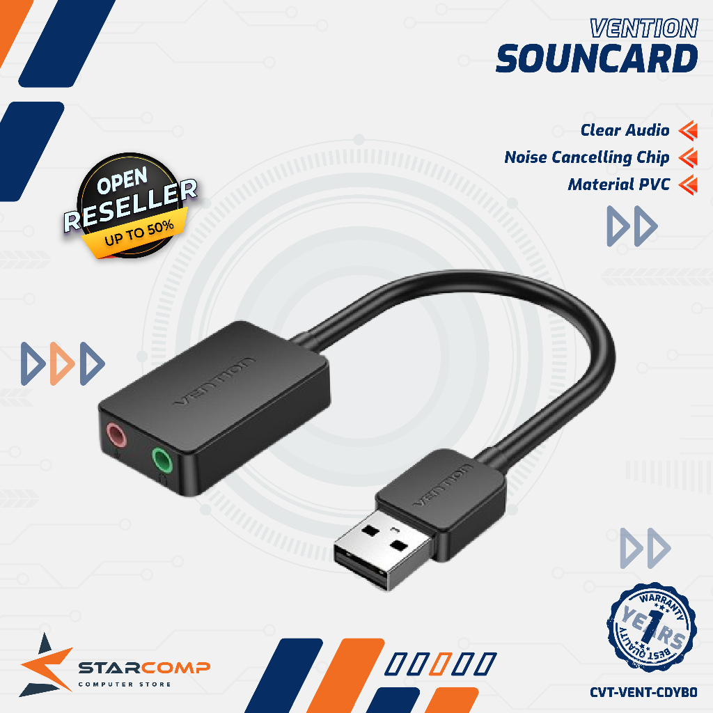 Jual Vention CDY USB Sound Card Universal External Audio Aux 3.5mm TRRS ...