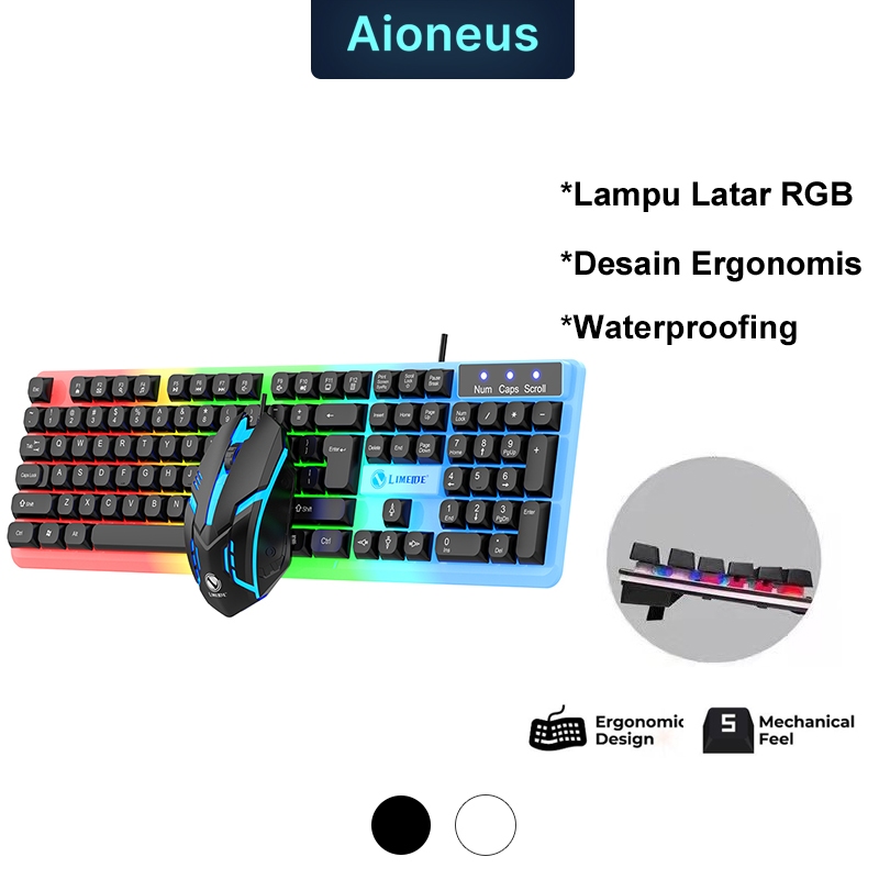 Jual Paket Keyboard Gaming dan Mouse Wired Keyboard RGB Set Mechanical ...