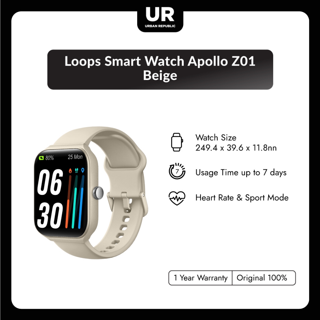 Jual LOOPS Smart Watch Apollo Z01 - Beige | Shopee Indonesia