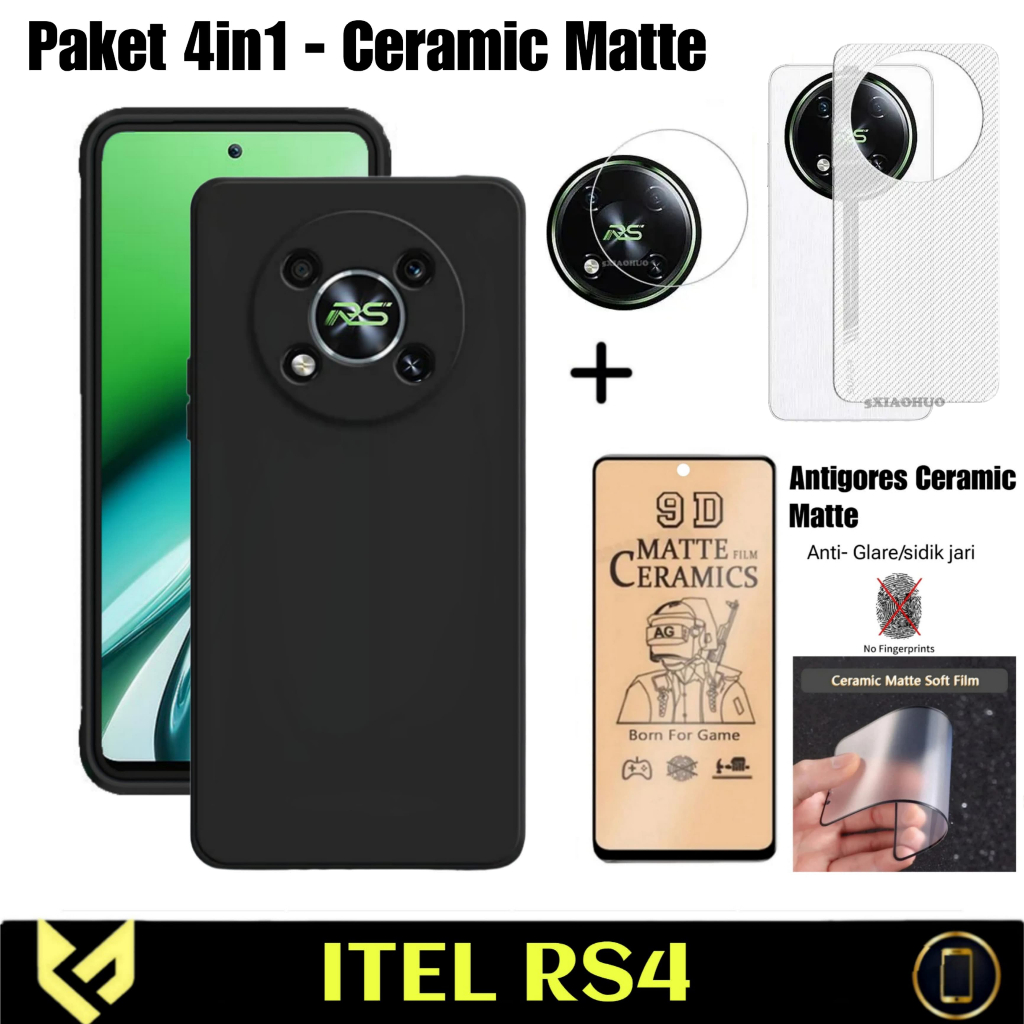 LCEHTOGYE Cover per Itel RS4 + [4 Pezzi] Pellicola Protettiva in