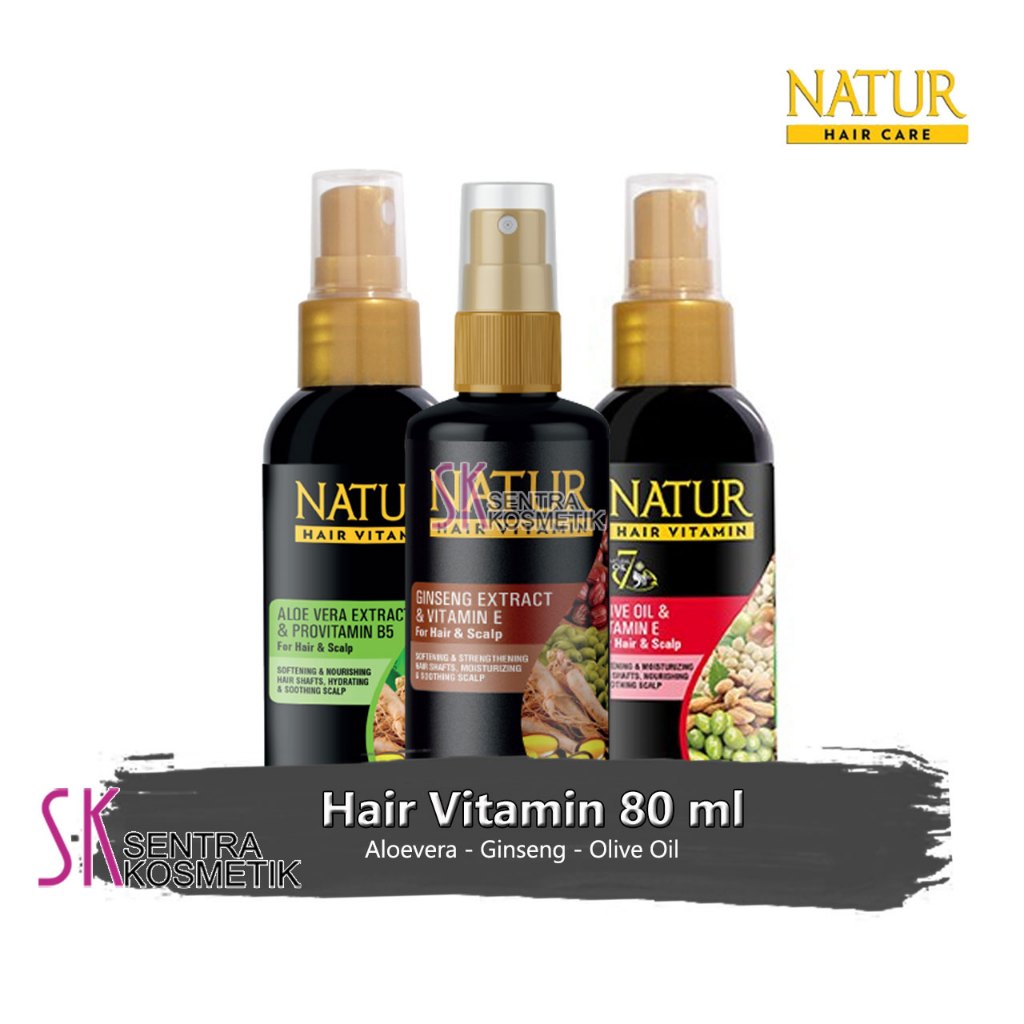 Jual Natur Hair Vitamin Rambut Aloe Vera - Olive Oil - GINSENG 80 ml ...