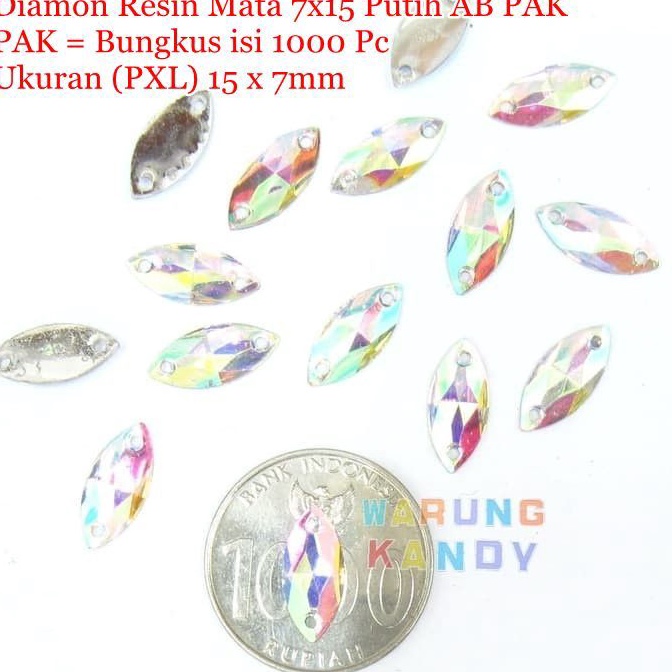 Jual KODE S73Q Diamon Resin Mata 7x15 Putih AB 1pc | Shopee Indonesia