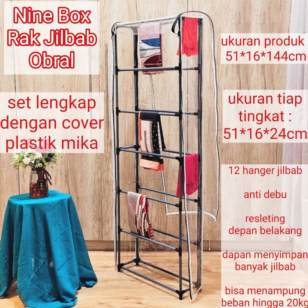 Jual Terbaik NINE BOX OBRAL RAK JILBAB RAK HIJAB RAK SEPATU ANTI DEBU ...