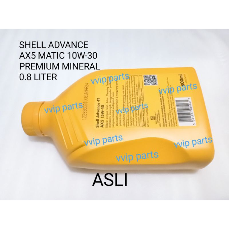 Jual OLI OIL SHELL ADVANCE AX5 MATIC 10W-30 PREMIUM MINERAL 0.8 LITER ...