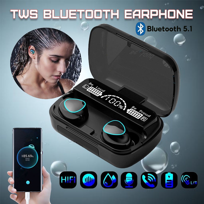 Jual 【COD】 M10/F9 TWS Headset Earphone Bluetooth with Mic Sentuh ...