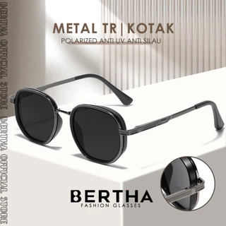 Bertha Kacamata Sunglasses Polarized Style Kotak Bahan TR90+Metal Kokoh Fashion Pria Dan Wanita TerBaru 6015 6018 6014