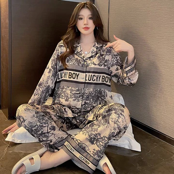 Anaooi Piyama Satin Modern Lengan Panjang Celana Panjang Piama Pajamas Baju Tidur Pakaian Rumah