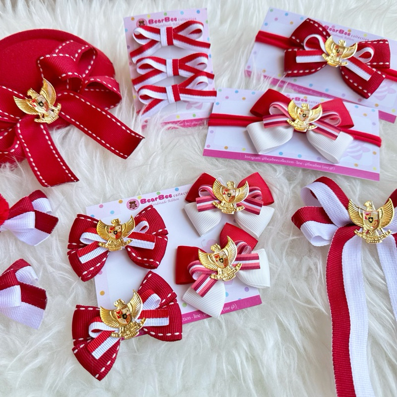 Jual Merdeka bow // bandana bayi 17 agustus, jepit rambut agustus ...