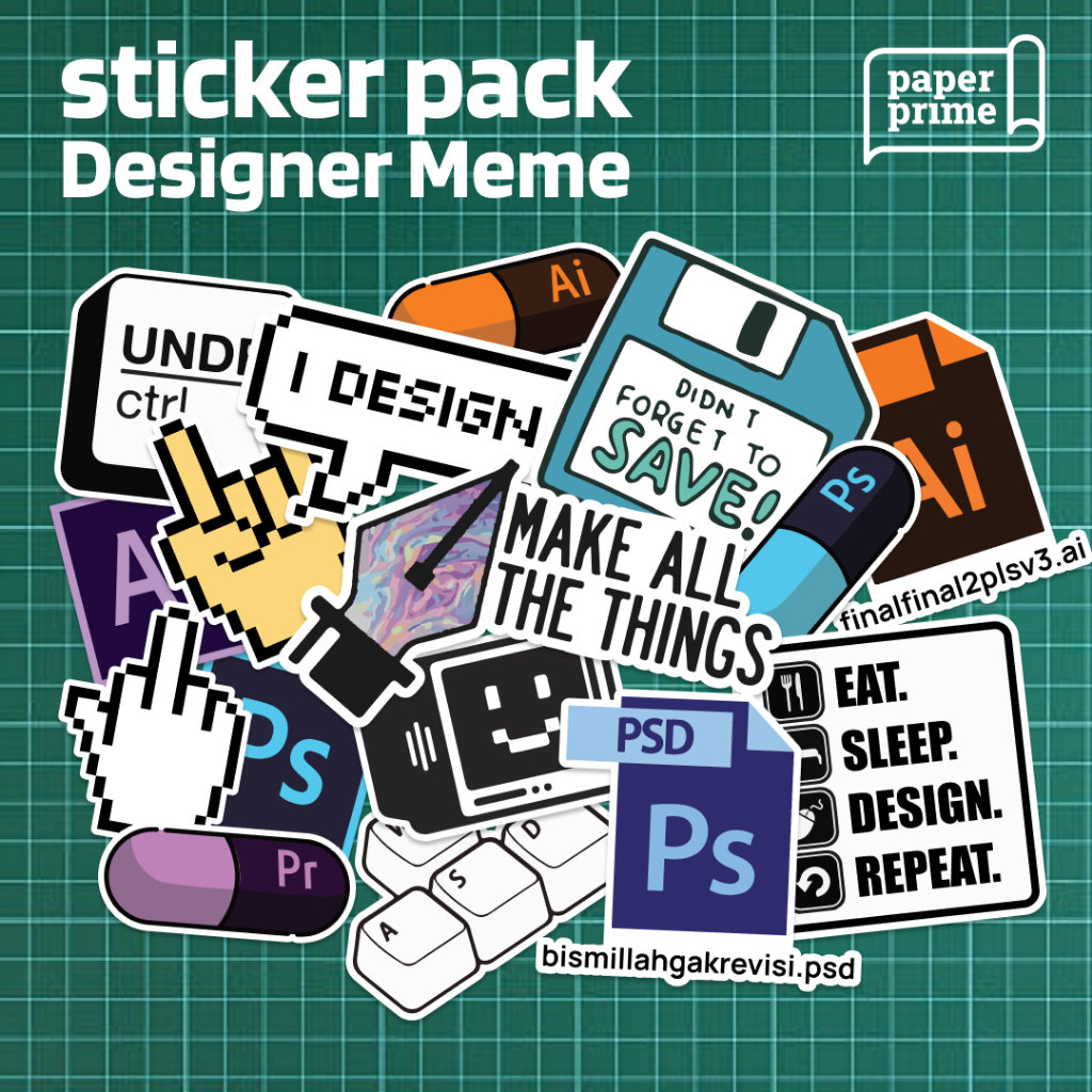 Jual Sticker Pack Designer Meme Waterproof | Stiker Lucu Desainer ...