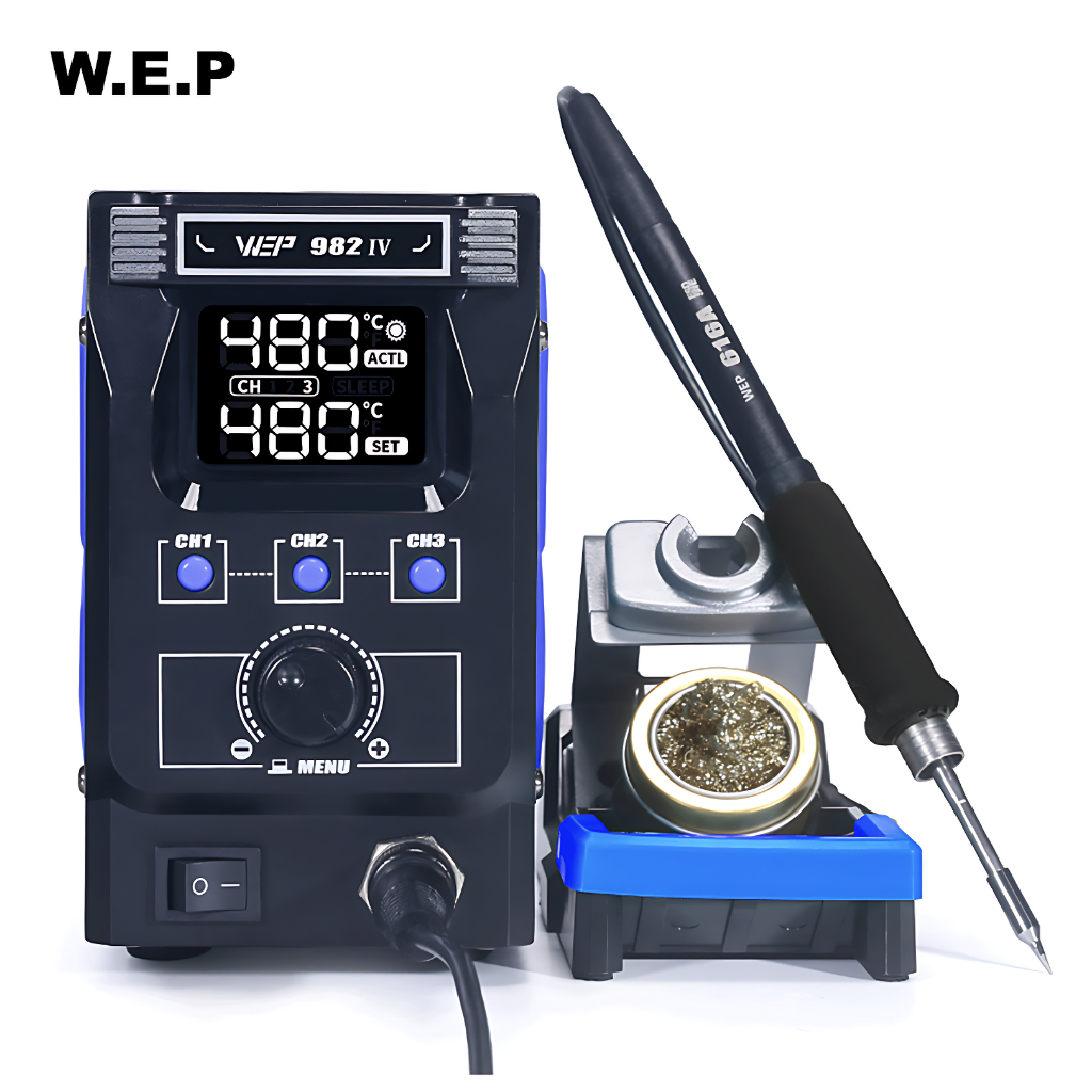 WEP 982-I Precision Soldering Iron Station – Micro Soldering With PID Temp Control, Preset Channels, Sleep Mode, Auto-Shutdown, C210 Tip Compatible – 110-127V USA