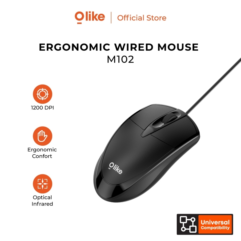 Jual OLIKE MOUSE M102 WIRED KABEL SENSOR OPTICAL 1200 DPI LAPTOP ...