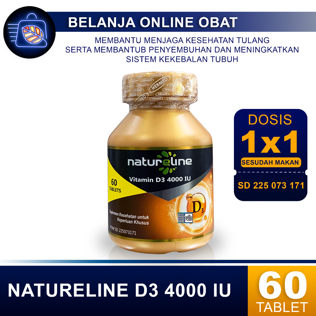 Jual NATURELINE D3 4000 IU 60'S // Supplement Kesehatan Tubuh | Shopee ...
