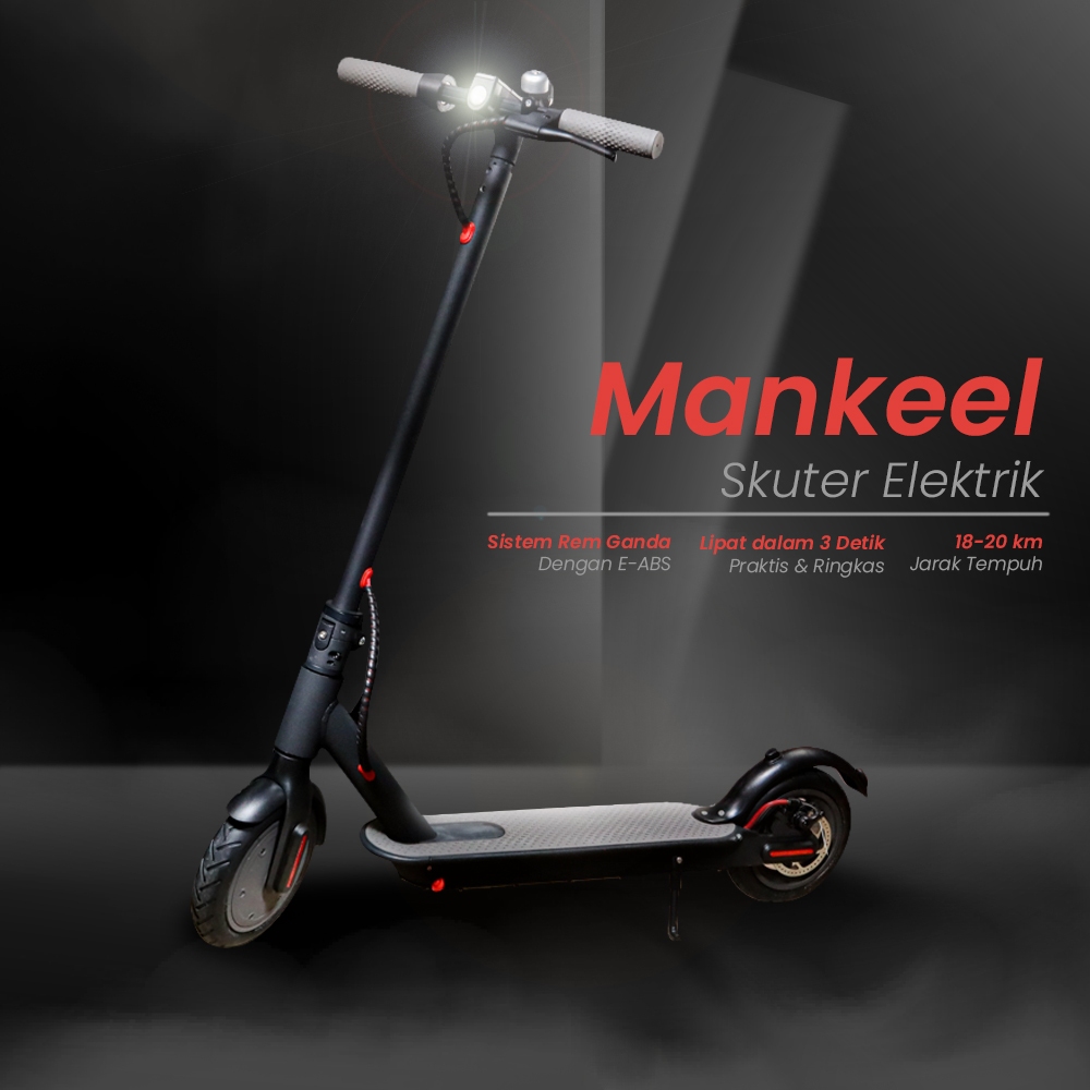 Mankeel Skuter Listrik Lipat Smart Electric Scooter Powerful 6.6 AH 8.5 Inch - Black