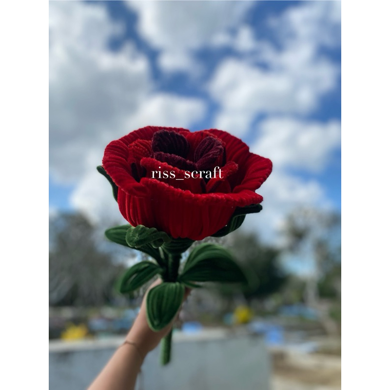 Jual [PO] Giant Rose Red / pipe cleaner/ bunga mawar jumbo kawat bulu ...