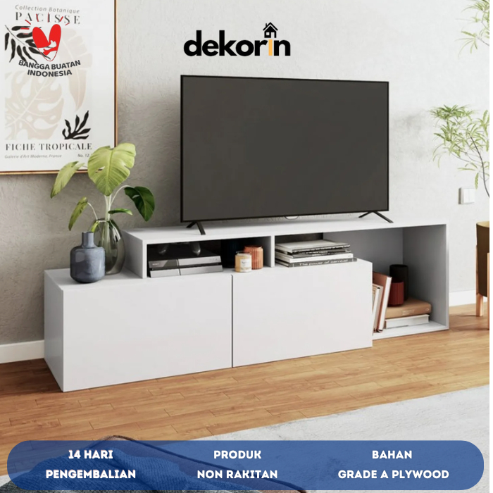 Jual Meja TV Minimalis Modern Aesthetic Non Rakitan 2 Pintu ...
