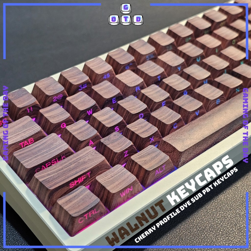 Jual Walnut Wooden Keycaps Side Letter Side Print Cherry Profile Dye ...